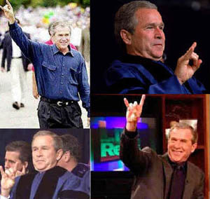 Bush
                      multiple devil signs